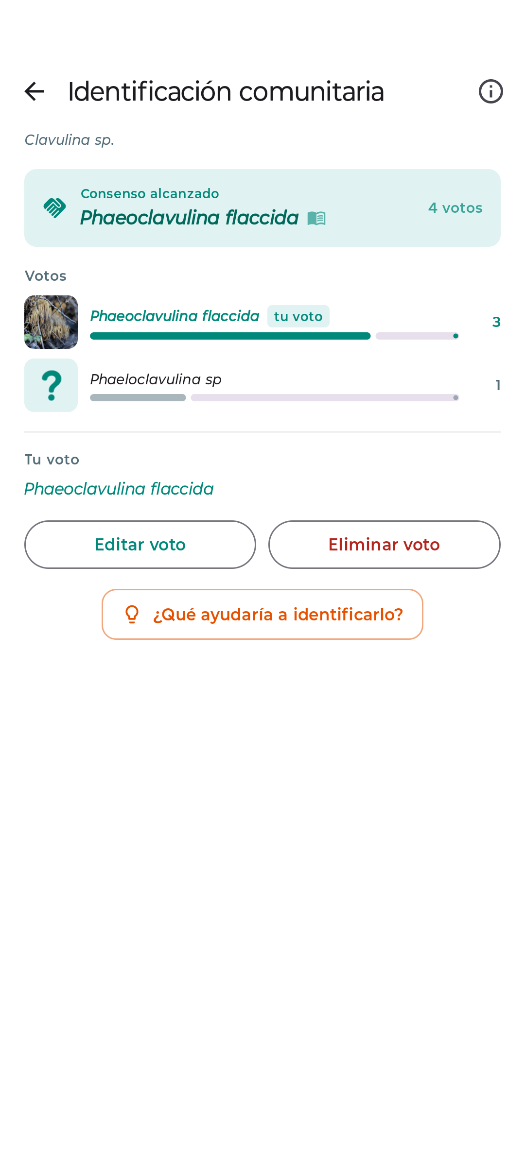 Identificación comunitaria de un avistamiento